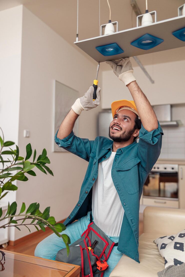 Electrician Installing Lights